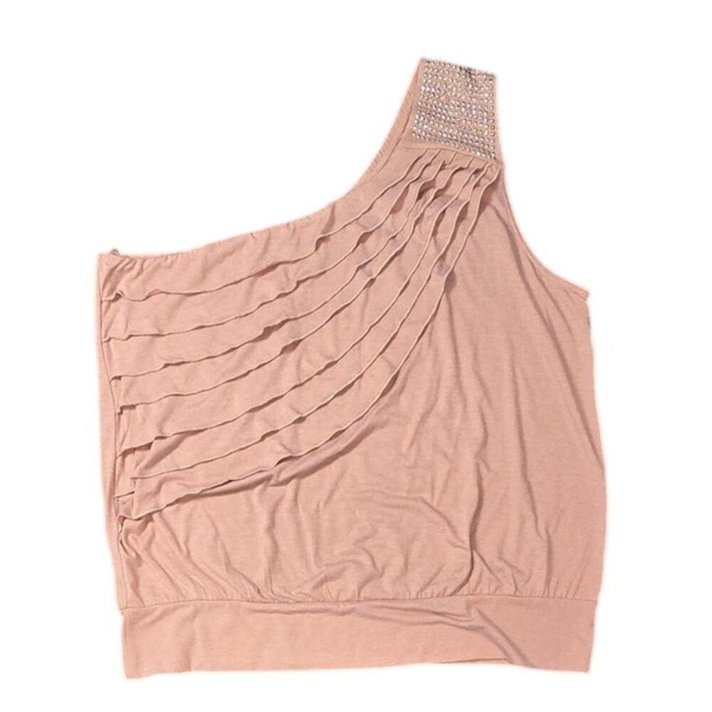 Torrid Pink 1 shoulder with Bling Ruffled Tank Top Size‎ 2/18-20/2XL NWT